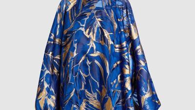 Blue by night: foil-print georgette kaftan gown by Taller Marmo; Dh5,045. Courtesy The Modist