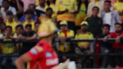 Chennai Super Kings fielder Sameer Rizvi takes a catch to dismiss Punjab Kings' Harshal Patel for 12. AFP