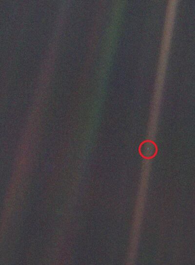 This image of the Earth known as the 'Pale Blue Dot' was taken by the Voyager 1 spaecraft in 1990. Photo: Nasa