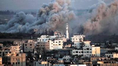 Smoke rises from explosions caused by Israeli operations in Gaza City in January of last year.