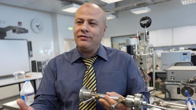 Dr Sayed Marzouk, of UAE University,is developing a low-cost refining system for separating hydrocarbons with the same boiling point. The technology would function in a similar way to a distilling tower. Sammy Dallal / The National