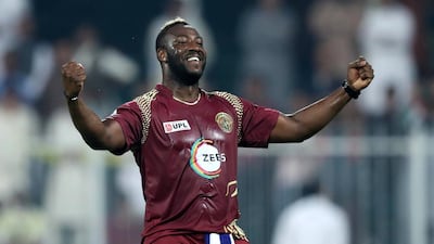 Warriors' Andre Russell celebrates their win. Chris Whiteoak / The National