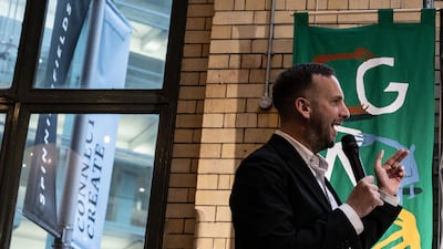 Zack Polanski, leader of the Greens, speaks at the party's launch of a workers' charter of fundamental rights in Manchester. Bloomberg