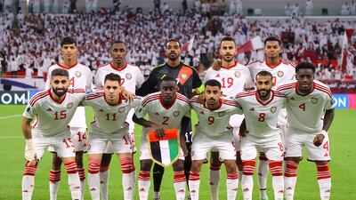 The UAE team line-up before the game. Reuters