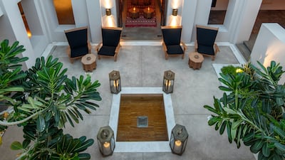 An inner courtyard of one of the renovated heritage houses at The Chedi Al Bait, Sharjah. Photo: GHM Hotels