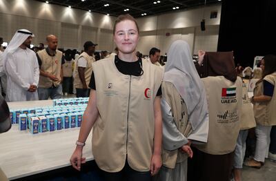 Susie Schlesinger volunteered at the charity donation drive at the World Trade Centre in Dubai. Pawan Singh / The National