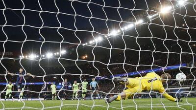 Zlatan Ibrahimovic scores the first goal for PSG. Reuters / Gonzalo Fuentes