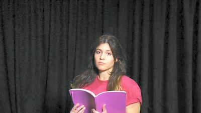 Farrah Yassin plays Rachel Corrie in a one-woman play at Courtyard Playhouse. Courtesy Danu Dubai