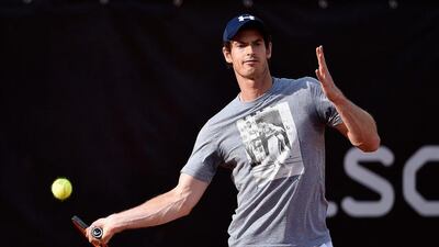 Andy Murray of Great Britain plays a forehand in a training session on Day Two of The Internazionali BNL d'Italia 2016 on May 09, 2016 in Rome, Italy. Dennis Grombkowski/Getty Images