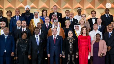 Sheikh Khaled bin Mohamed , Crown Prince of Abu Dhabi, was among the dozens of leaders and senior officials who attended the opening of the Grand Egyptian Museum in Giza on November 1. Photo: Abu Dhabi Media office
