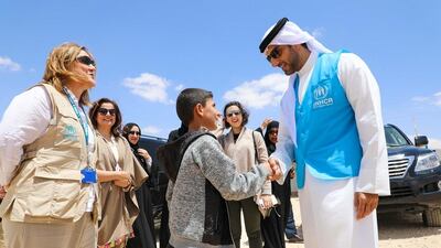 Sheikh Sultan bin Ahmed Al Qasimi visits Al Zaatari Camp in Jordan. Courtesy Sharjah Media Corporation