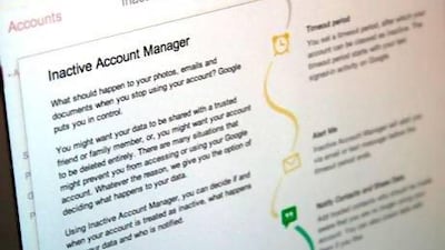 Google's Inactive Account Manager enables users to control their 'digital assets' after death. Courtesy Google