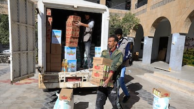 Fewer vulnerable families will receive food packages distributed by the WFP in Sanaa and elsewhere in Yemen. EPA
