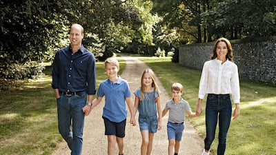The Prince and Princess of Wales and their three children appear in their annual Christmas card photograph. PA