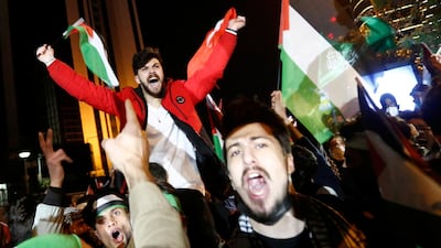 Pro-Palestinian demonstrators during a protest against Israel near the Israeli Consulate in Istanbul, Turkey. Reuters