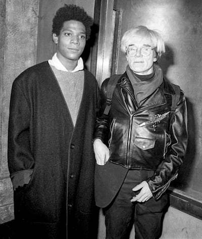 Jean-Michel Basquiat and Andy Warhol in 1984. Photo: Getty