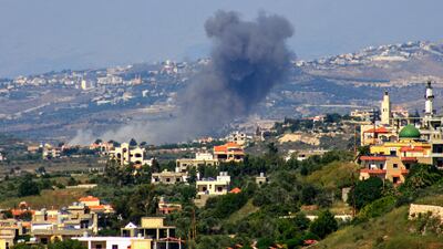 Smoke billows following an Israeli air strike on the southern Lebanese village of Siddiqin on June 1. AFP