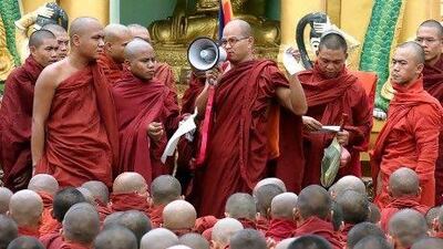 Saffron Revolution: Buddhist monks played key roles during the anti-government protests in Myanmar two years ago. AFP