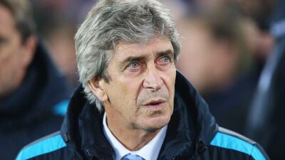 Manuel Pellegrini, manager of Manchester City looks on during the Capital One Cup Semi Final First Leg match between Everton and Manchester City at Goodison Park on January 6, 2016 in Liverpool, England. (Photo by Alex Livesey/Getty Images)