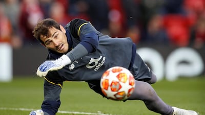 Porto's Iker Casillas ahead of the Champion League quarter-final first-leg against Liverpool at Anfield in 2019. Reuters