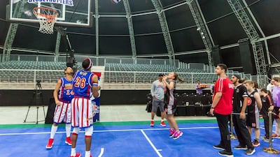 Harlem Globetrotters take to the court with Special Olympics athletes. Courtesy Special Olympics World Games Abu Dhabi 2019