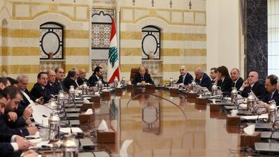 Lebanese President Michel Aoun heads leading cabinet at the presidential palace in Baabda. Reuters