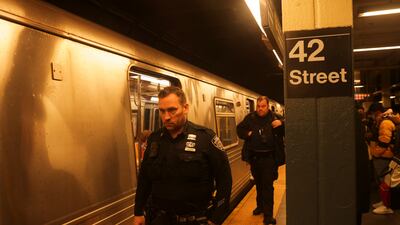 Police and security officers on patrol at Manhattan's 42nd Street station. Reuters