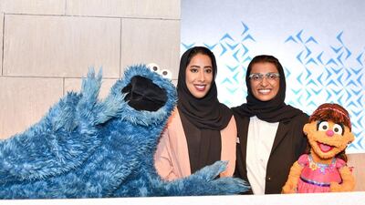 Mona Al Marri, chief executive of the Dubai Media Office, and Noura Al Kaabi, Minister of State for Federal National Council Affairs and Chairwoman of Media Zone Authority-Abu Dhabi, attend the opening of the Arab Media Forum in Dubai on Monday. Wam