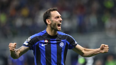 Inter Milan's Turkish midfielder Hakan Calhanoglu during their Champions League semi-final victory over AC Milan. Reuters