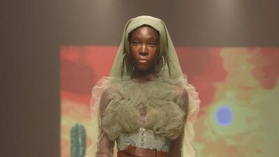 Models wore Carleta Lyon boots during Furne One’s couture show for Amato at FFWD. Courtesy Houseofcomms