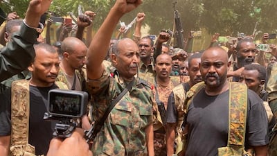 Sudan's army chief Gen Abdel Fattah Al Burhan addresses troops in Khartoum on May 30. Reuters