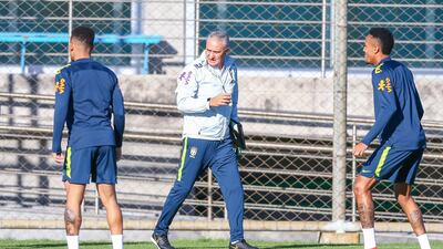 Brazil manager Tite oversees the training session in Porto Alegre. Getty Images