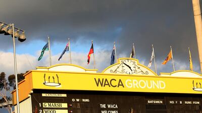 A plane tow carrying a Liverpool banner flies over the WACA in Perth during a Manchester United training session. EPA