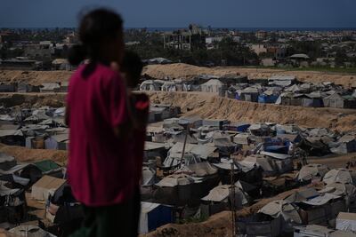 A tent camp for displaced Palestinians in Deir Al Balah, central Gaza. AP