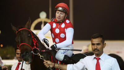 Tadhg O’Shea, the four-time UAE champion jockey, rode three winners from four races in Abu Dhabi. Pawan Singh / The National