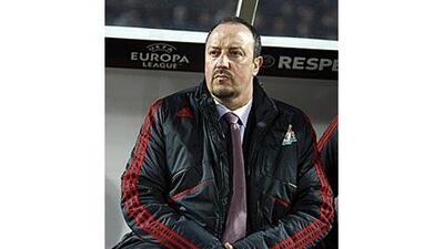 Rafa Benitez, the Liverpool coach, watches on at the Villeneuve d'Ascq stadium as his side lost 1-0 to Lille on Thursday.