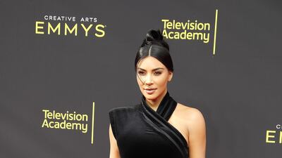 Kim Kardashian, in Versace, arrives at the Creative Arts Emmy Awards at the Microsoft Theatre in Los Angeles, California, on September 14, 2019. EPA