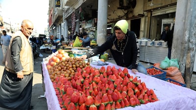 A stall at the Sadriya market in central Baghdad. The IMF urged Iraq to intensify efforts to grow its non-oil sectors. EPA
