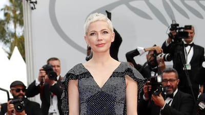 Michelle Williams, in a blue Louis Vuitton column gown, attends the 'Wonderstruck' screening during the 70th annual Cannes Film Festival on May 18, 2017. EPA