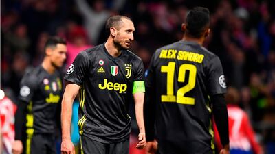 Juventus defender Giorgio Chiellini after Atletico Madrid scored their second goal. AFP