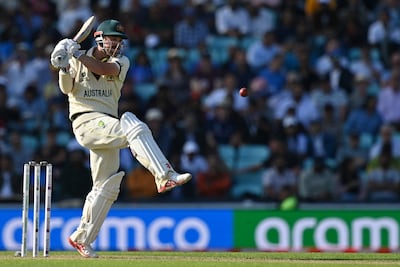 Australia's Travis Head hits out against India on his way to an unbeaten 146 off 156 balls. AFP
