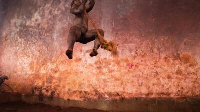 Rope climbing is a common exercise to help wrestlers develop a firm grip. Sanket Jain for The National