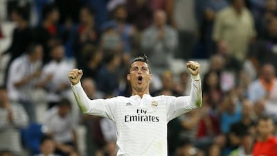 Real Madrid's Cristiano Ronaldo celebrates after scoring his fourth goal during Real's 5-1 La Liga victory over Elche on Tuesday. Juanjo Martin / EPA / September 23, 2014