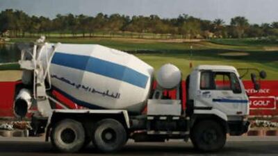 A cement truck in Abu Dhabi. The Ministry of Economy has raised the price cap on bags of cement.