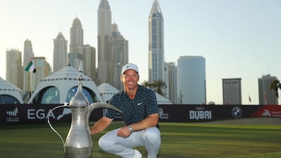 England's Paul Casey after winning the Omega Dubai Desert Classic at Emirates Golf Club on Sunday, January 31, 2021. Getty