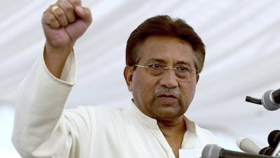 Pakistan's former President and military ruler Pervez Musharraf addresses his party supporters at his house in Islamabad, Pakistan. B.K. Bangash / File Photo