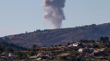 An Israeli bombardment in southern Lebanon viewed from the Upper Galilee in northern Israel. The Middle East conflict continues to push up oil prices. AFP