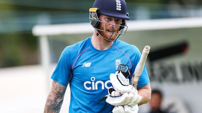 England captain Ben Stokes heads for a session in the nets.