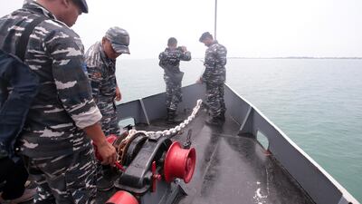 Indonesian rescuers operate during the recovery mission for the crashed Lion Air flight JT-610 plane at Tanjung Pakis Sea, West Java, Indonesia. EPA