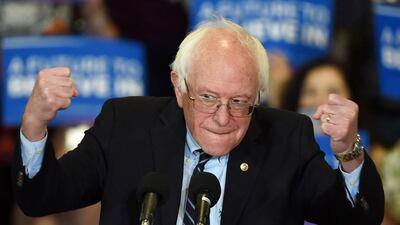 Democratic presidential candidate Sen. Bernie Sanders gestures as he speaks at a rally at Bonanza High School on February 14, 2016 in Las Vegas, Nevada. Ethan Miller / Getty Images
